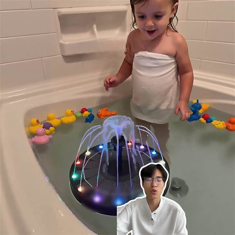 Solar Powered Fountain Water Play Toy with Colorful Lights